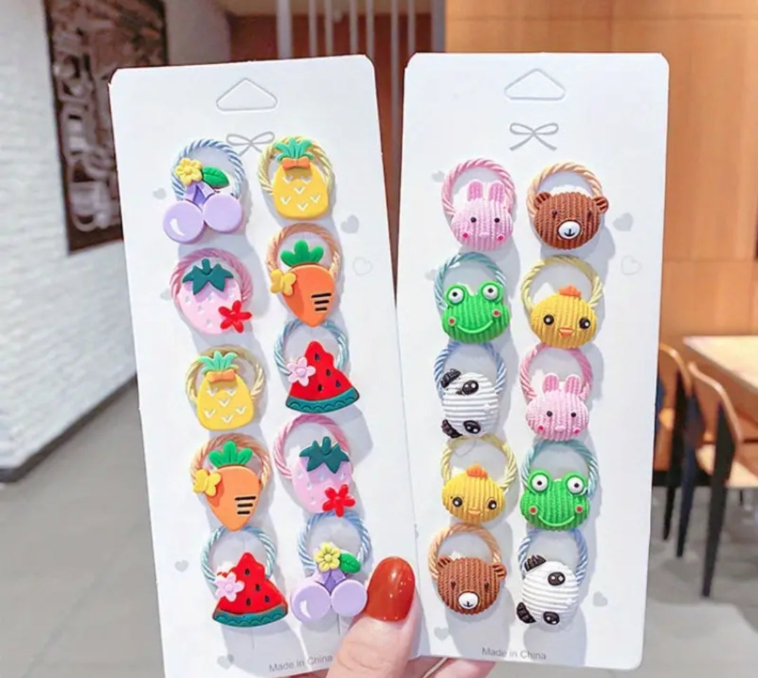 6pcs Assorted Varieties Elastic Hair Ties, Cartoon Cute Hair Band For Girls
