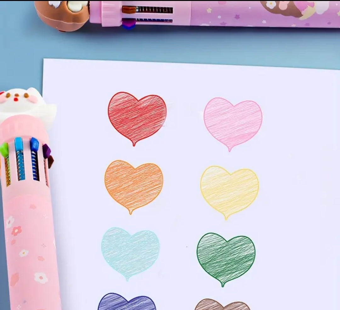 Cartoon Multicolor Pen - 10 Colour Creative Pen!