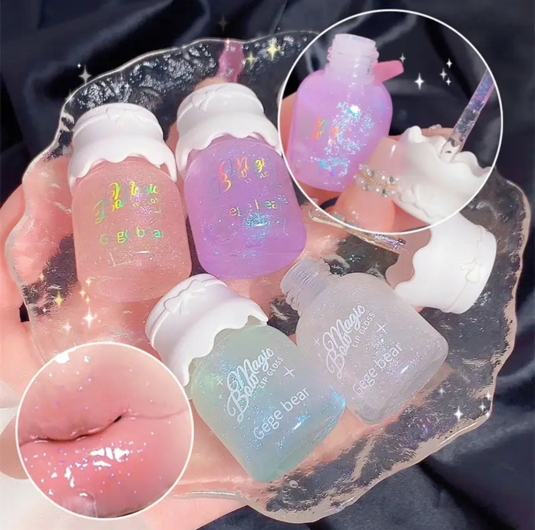 Cute Milk Jar Lip gloss Colorless Glitter Long Lasting Moisturizing Lips