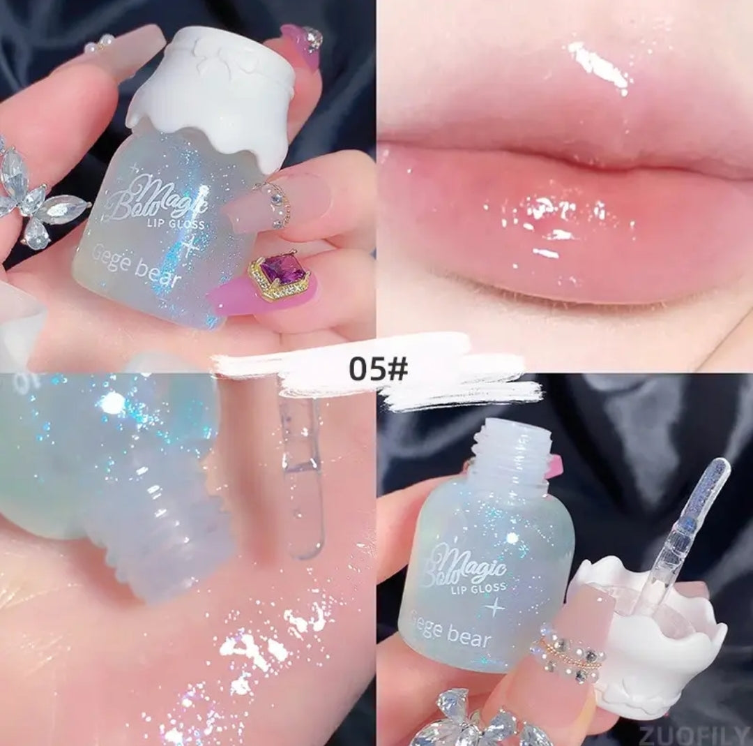 Cute Milk Jar Lip gloss Colorless Glitter Long Lasting Moisturizing Lips