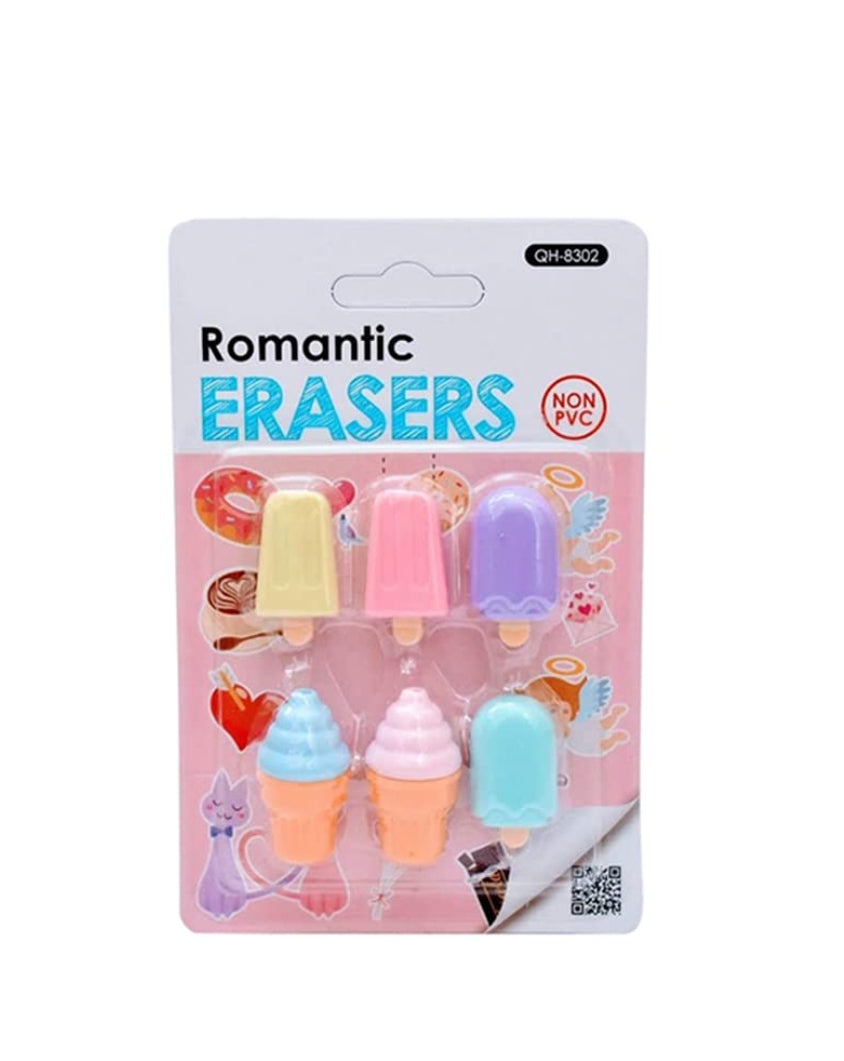 Set of 6 Adorable Cartoon Erasers!