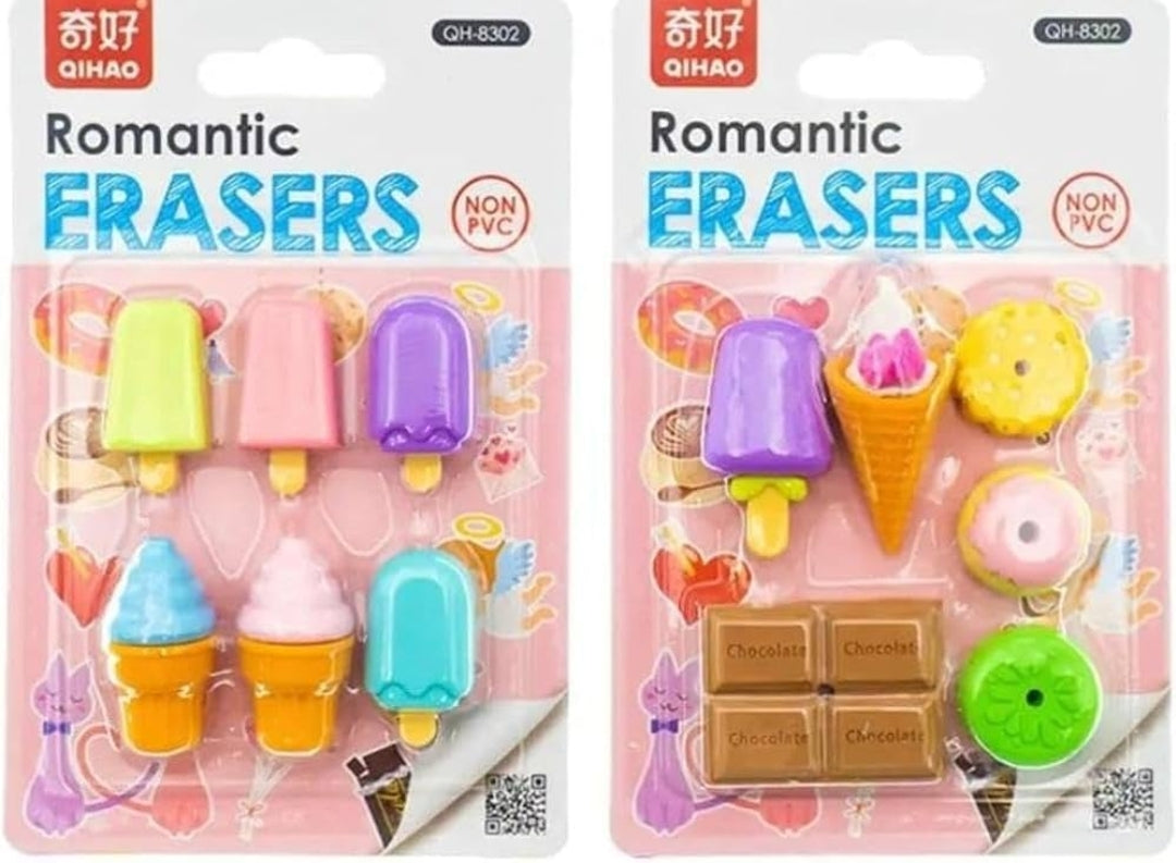 Set of 6 Adorable Cartoon Erasers!