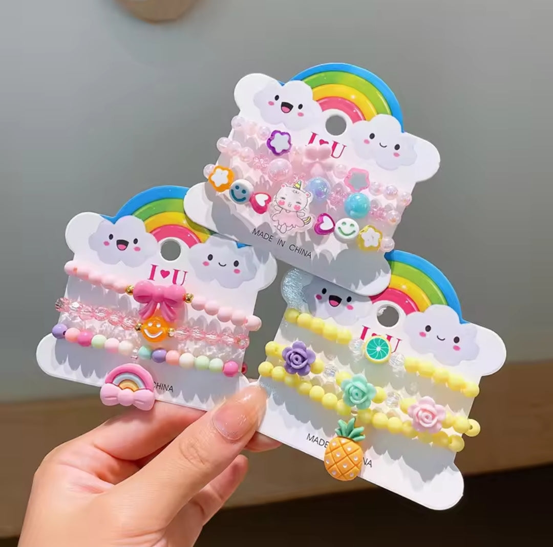 Cute & colorful 3-piece resin bracelets for girls! πβ¨