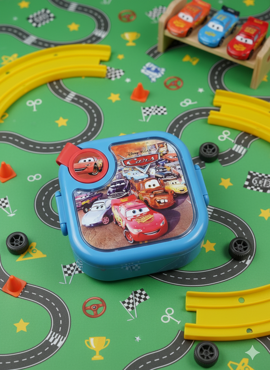 🏎️ Disney Cars Lunch Box for Boys – Lightning McQueen Design 🏁