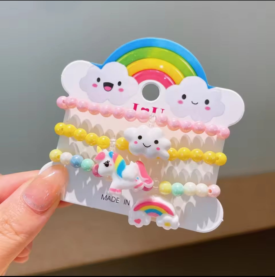 Cute & colorful 3-piece resin bracelets for girls! πβ¨