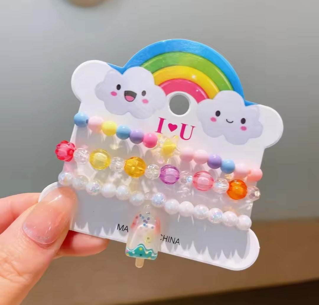 Cute & colorful 3-piece resin bracelets for girls! πβ¨