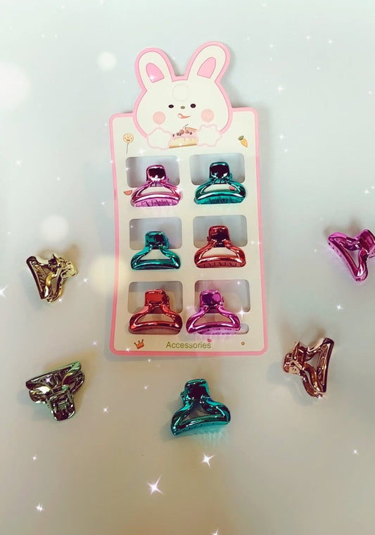 Casual Colourful Hair Clips Set, 6 Pcs Mini Hair Claws for girls!